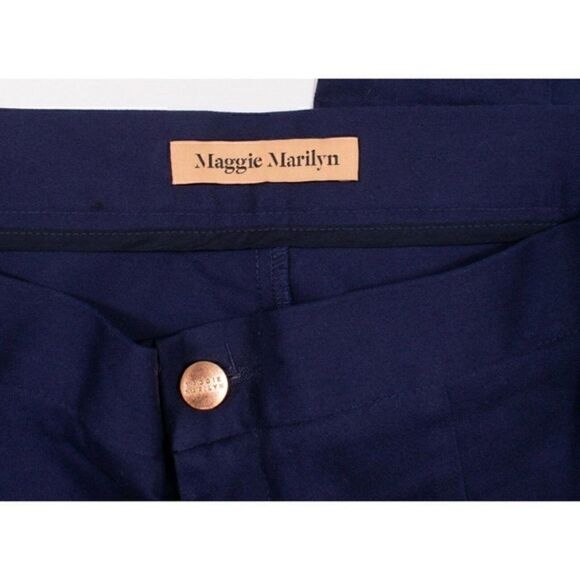 MAGGIE MARILYN She's Still A Dreamer Cotton Flared Pants In Navy size 2 NWT $295 - Picture 6 of 7